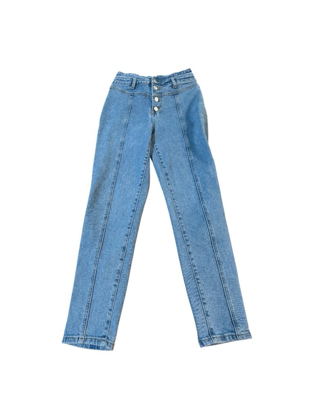 Forever 21 Skinny Seamed Jeans Womens 27 Button Front High Rise Retro Y2K